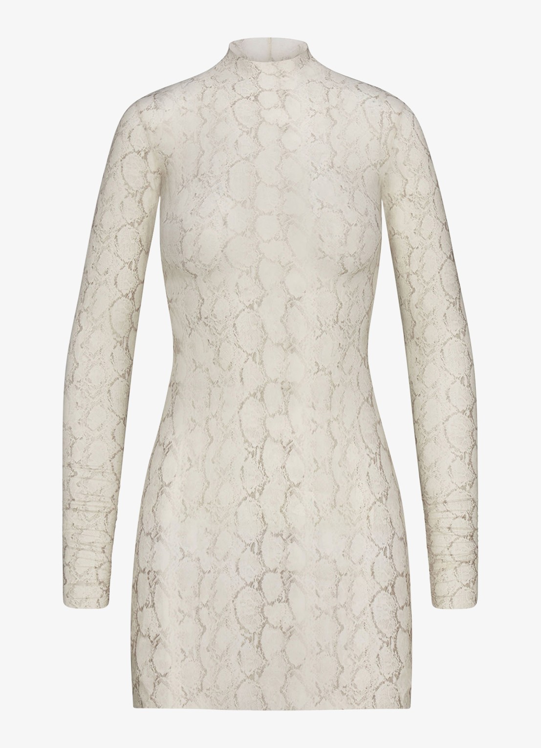 SKIMS Milky Sheer semi-transparante longsleeve met print - voorkant 4 stone pastel snake print