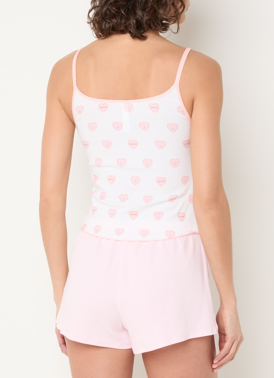 SKIMS Pointelle pyjamatop met logoprint - achterkant wit