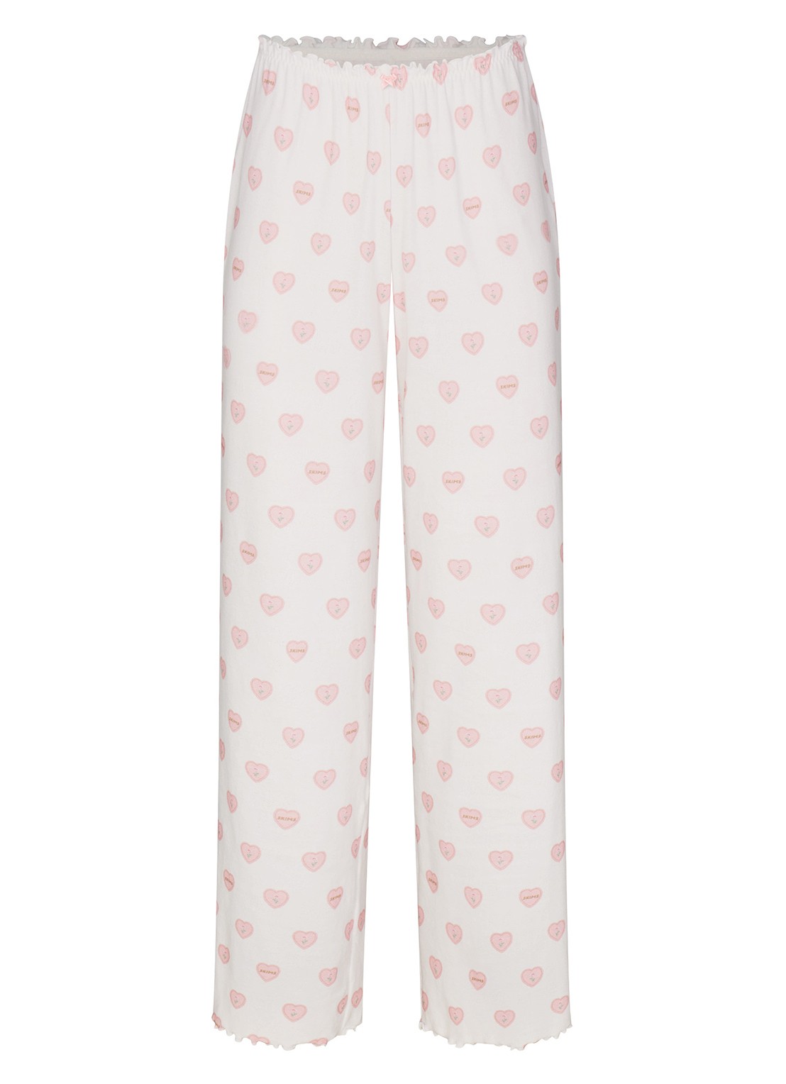 SKIMS Pointelle straight fit pyjamabroek met print - voorkant 2 snow lace hearts