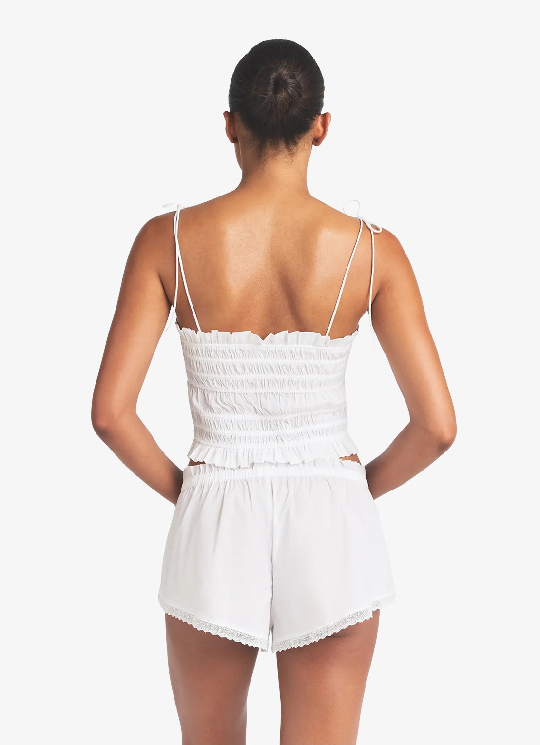 SKIMS Poplin Ruffle top met ruches  - achterkant snow