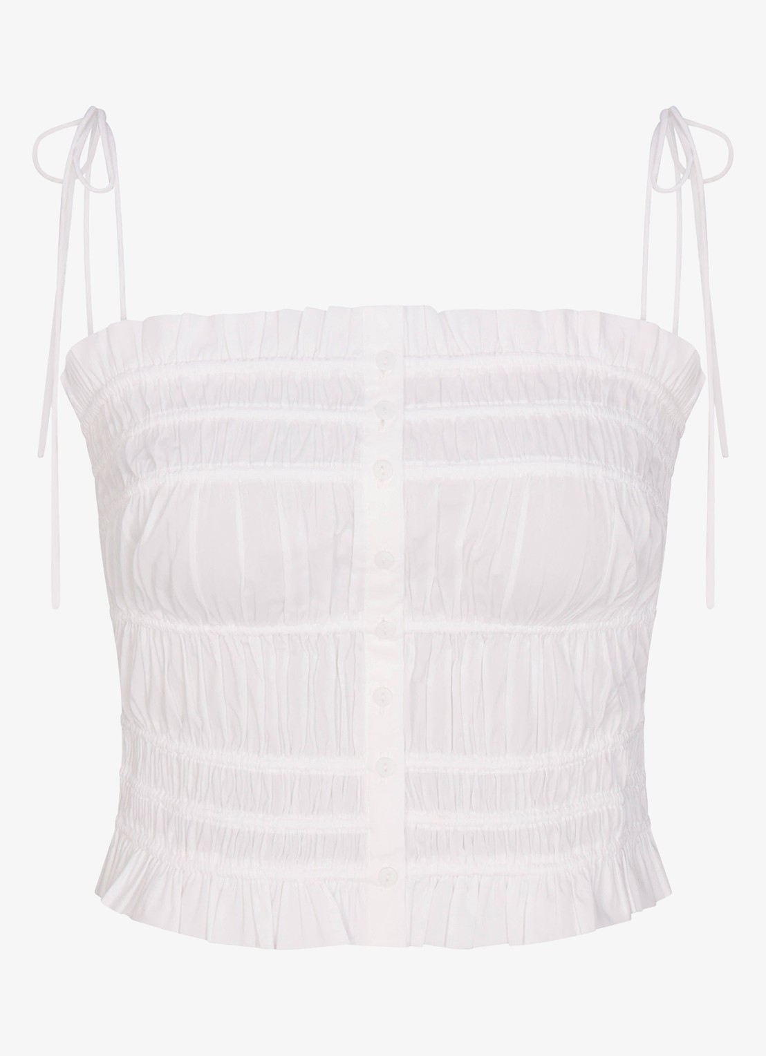 SKIMS Poplin Ruffle top met ruches  - voorkant 2 snow