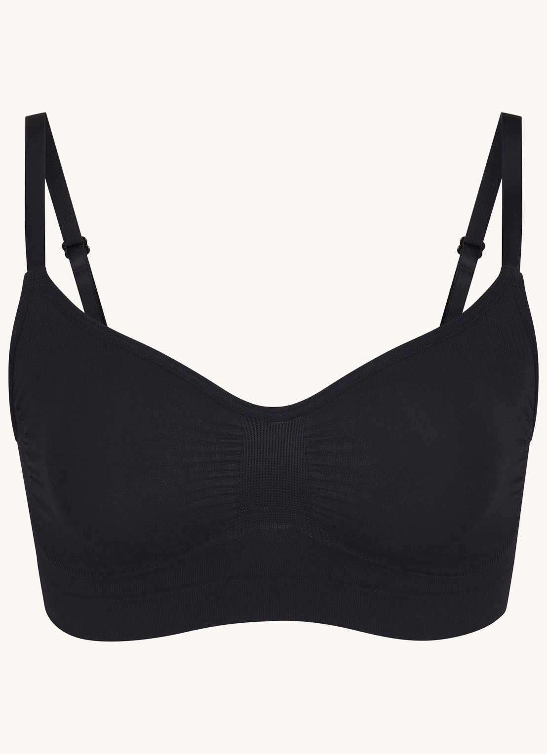 SKIMS Seamless Sculpt bralette met plooidetail - voorkant 3 zwart
