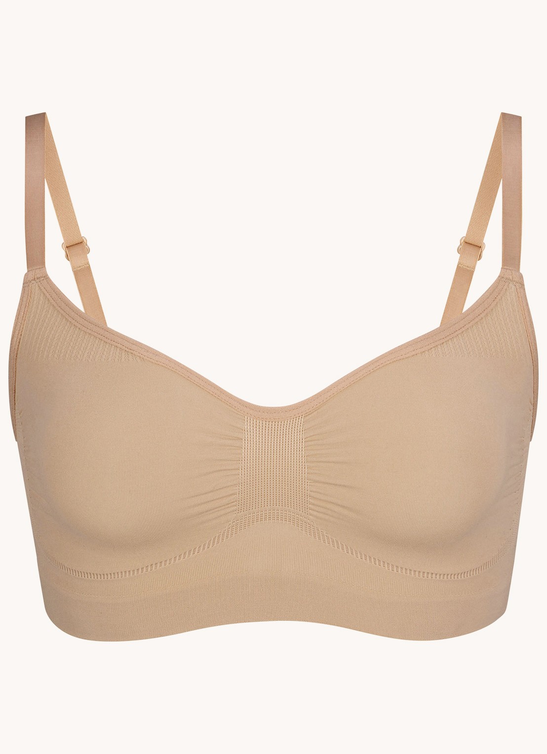 SKIMS Seamless Sculpt bralette met plooidetail - voorkant 3 beige
