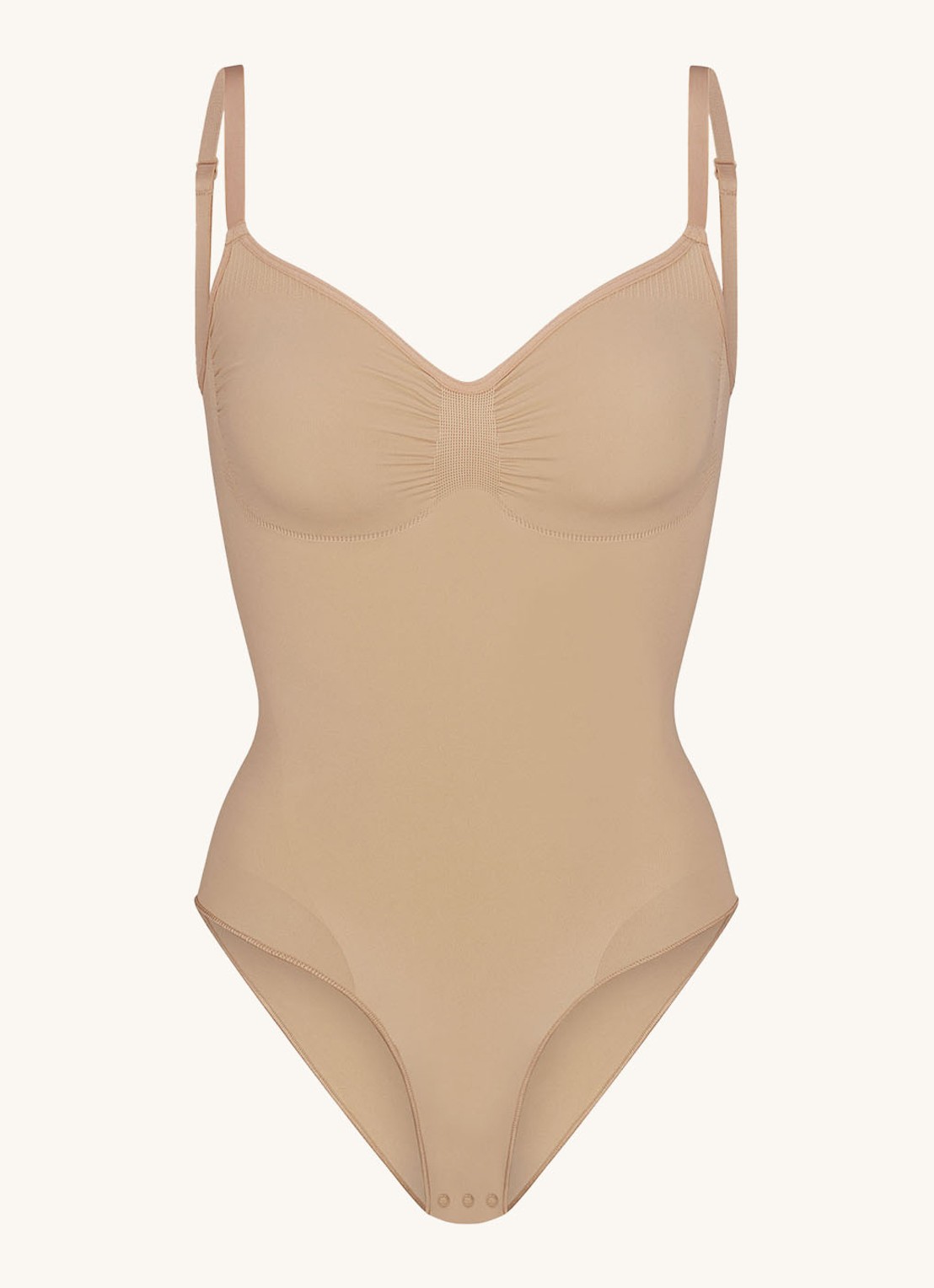 SKIMS Seamless Sculpt corrigerende body met plooidetail - voorkant 4 beige