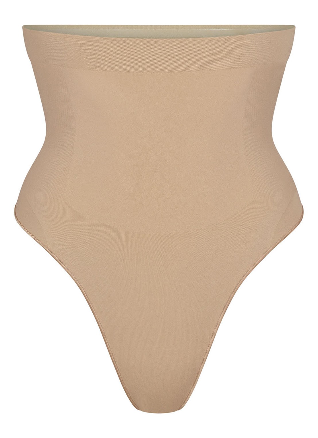 SKIMS Seamless Sculpt high waisted corrigerende string - voorkant 4 beige