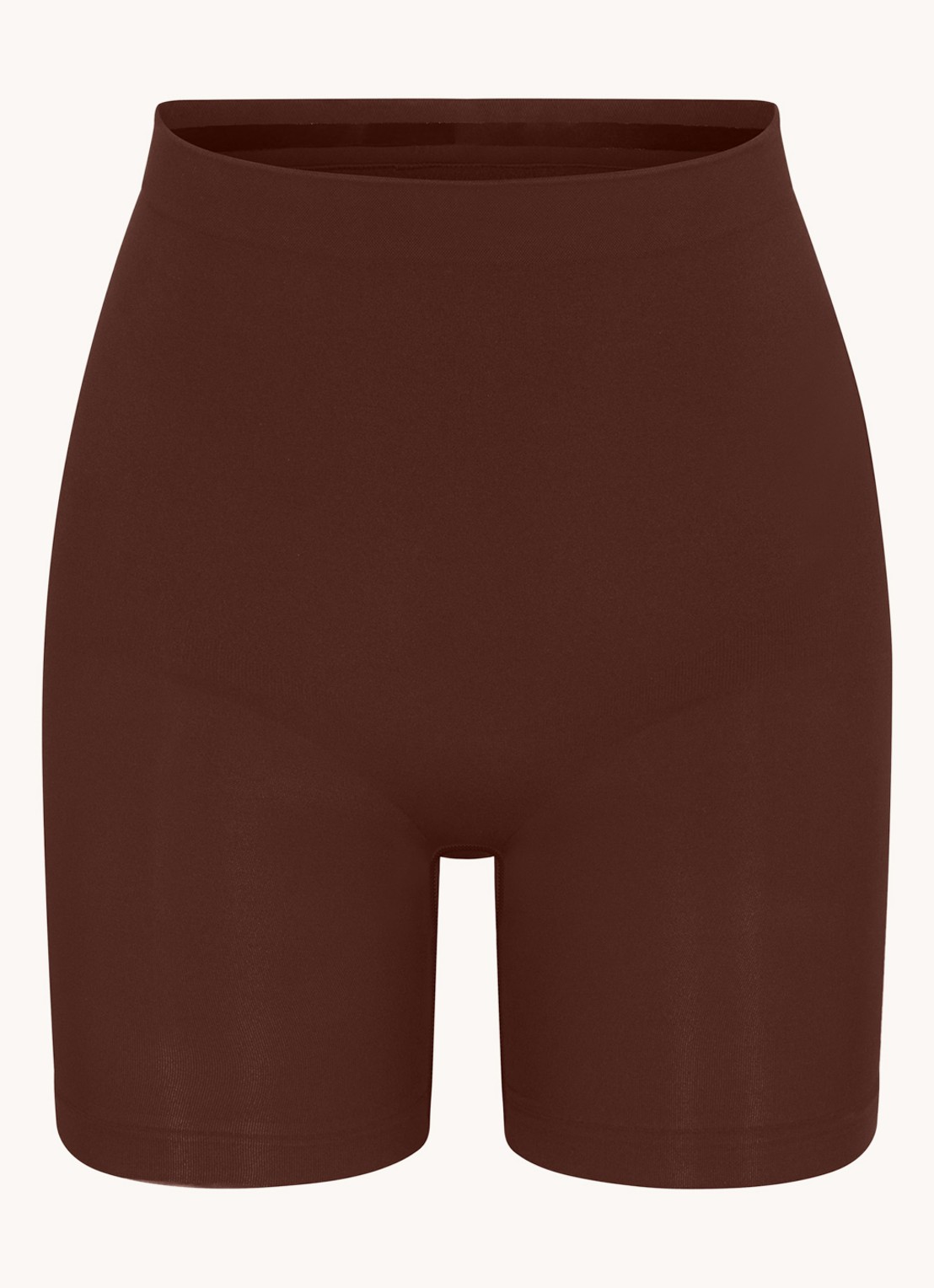 SKIMS Seamless Sculpt mid waisted corrigerende short - voorkant 4 donkerbruin