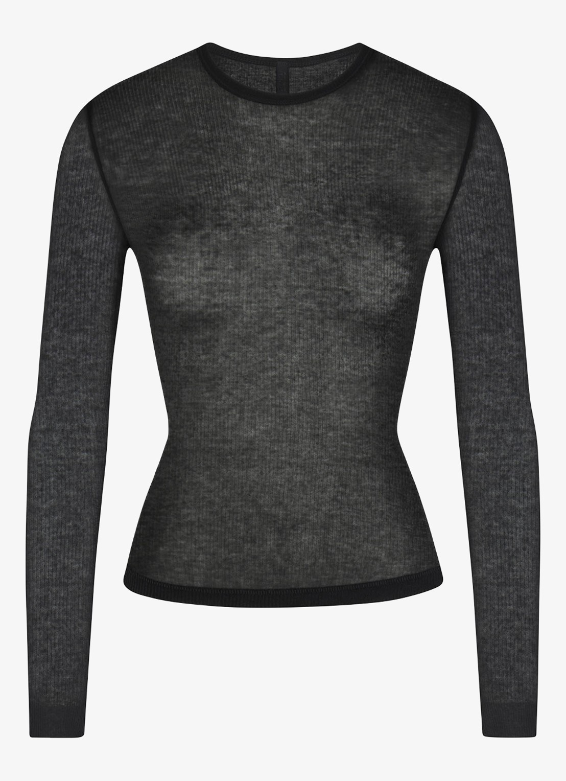 SKIMS Semi-transparante longsleeve met ronde hals - voorkant zwart