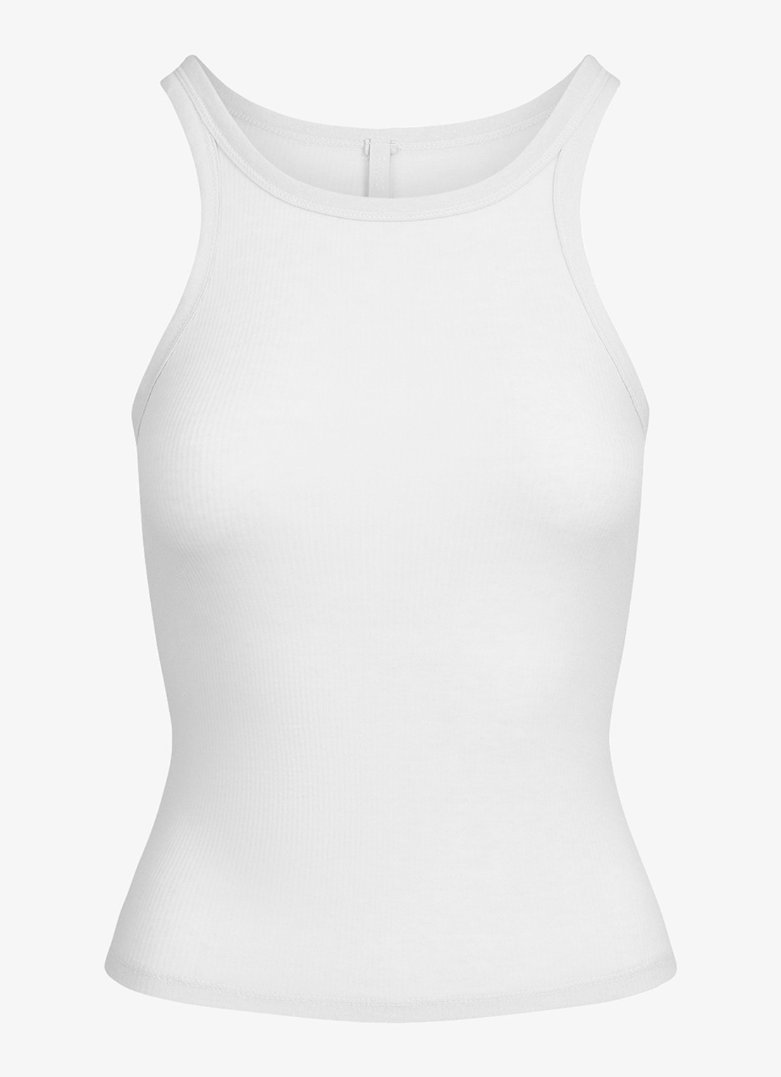 SKIMS Semi-transparante tanktop met ribstructuur - voorkant 3 wit