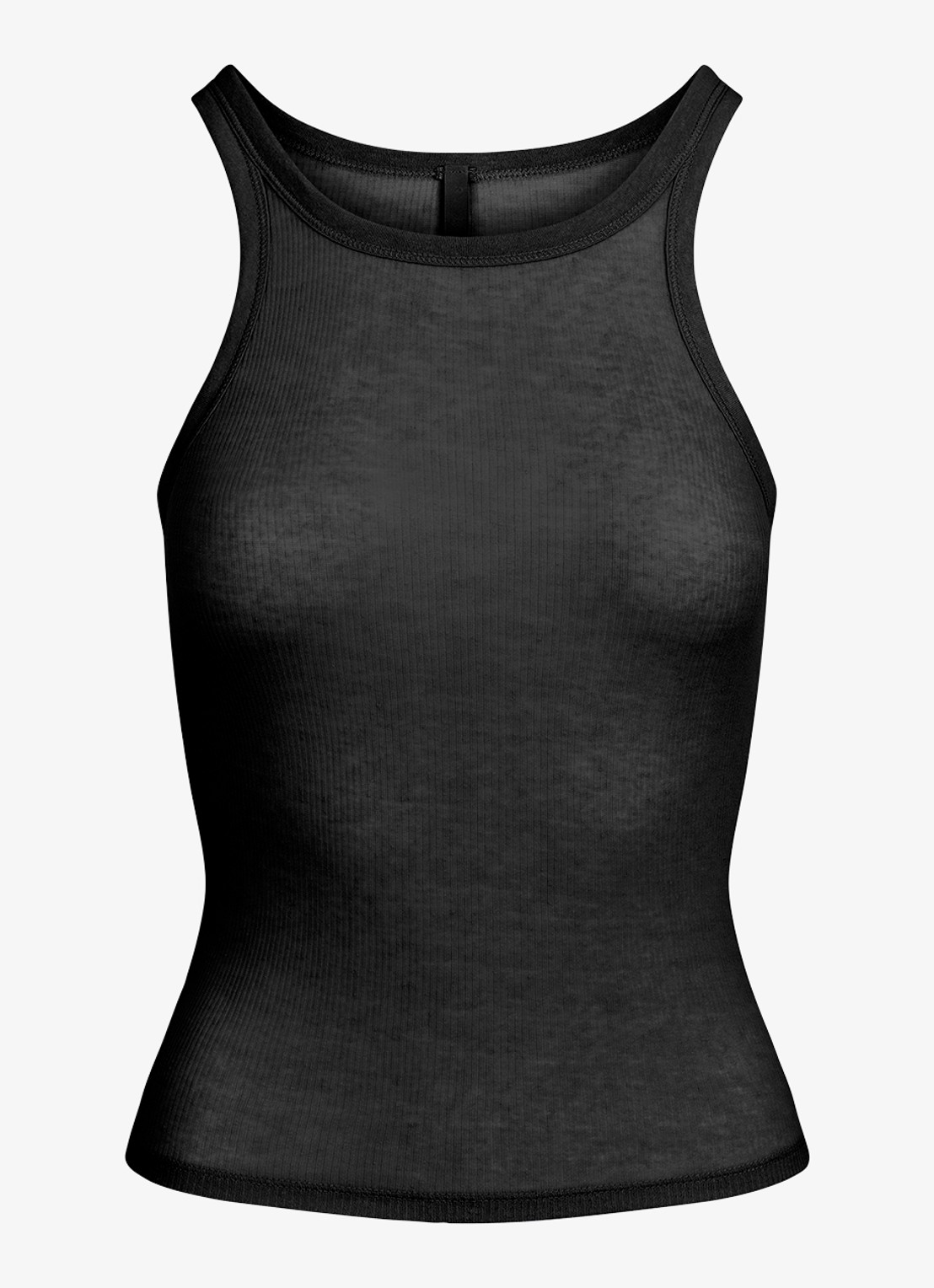 SKIMS Semi-transparante tanktop met ribstructuur - voorkant 3 zwart