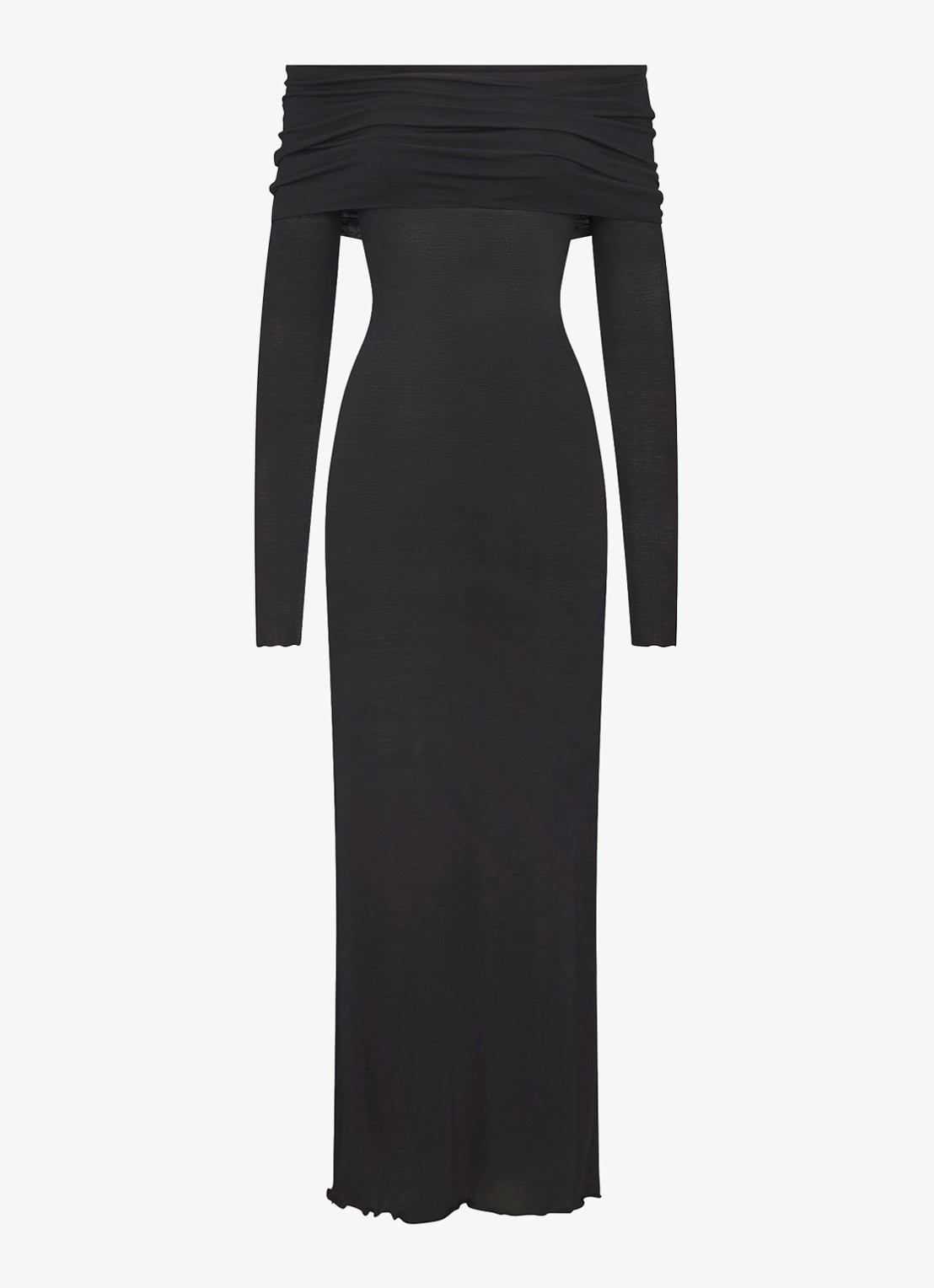 SKIMS Sheer Modal off shoulder maxi jurk in kasjmierblend  - voorkant zwart