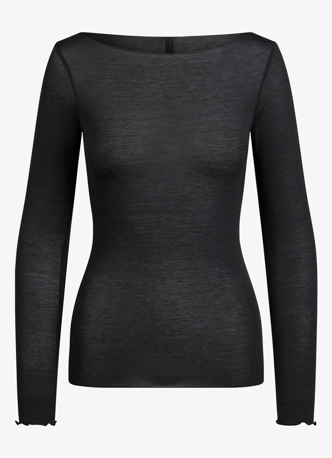 SKIMS Sheer Modal semi-transparante longsleeve in kasjmierblend - voorkant 2 onyx
