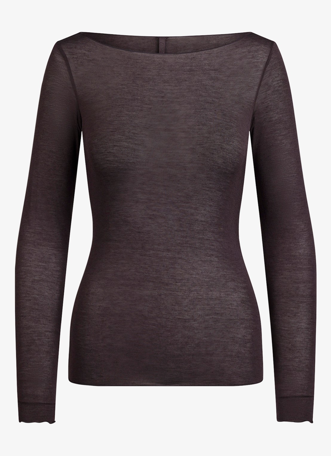 SKIMS Sheer Modal semi-transparante longsleeve in kasjmierblend - voorkant 3 phoenix