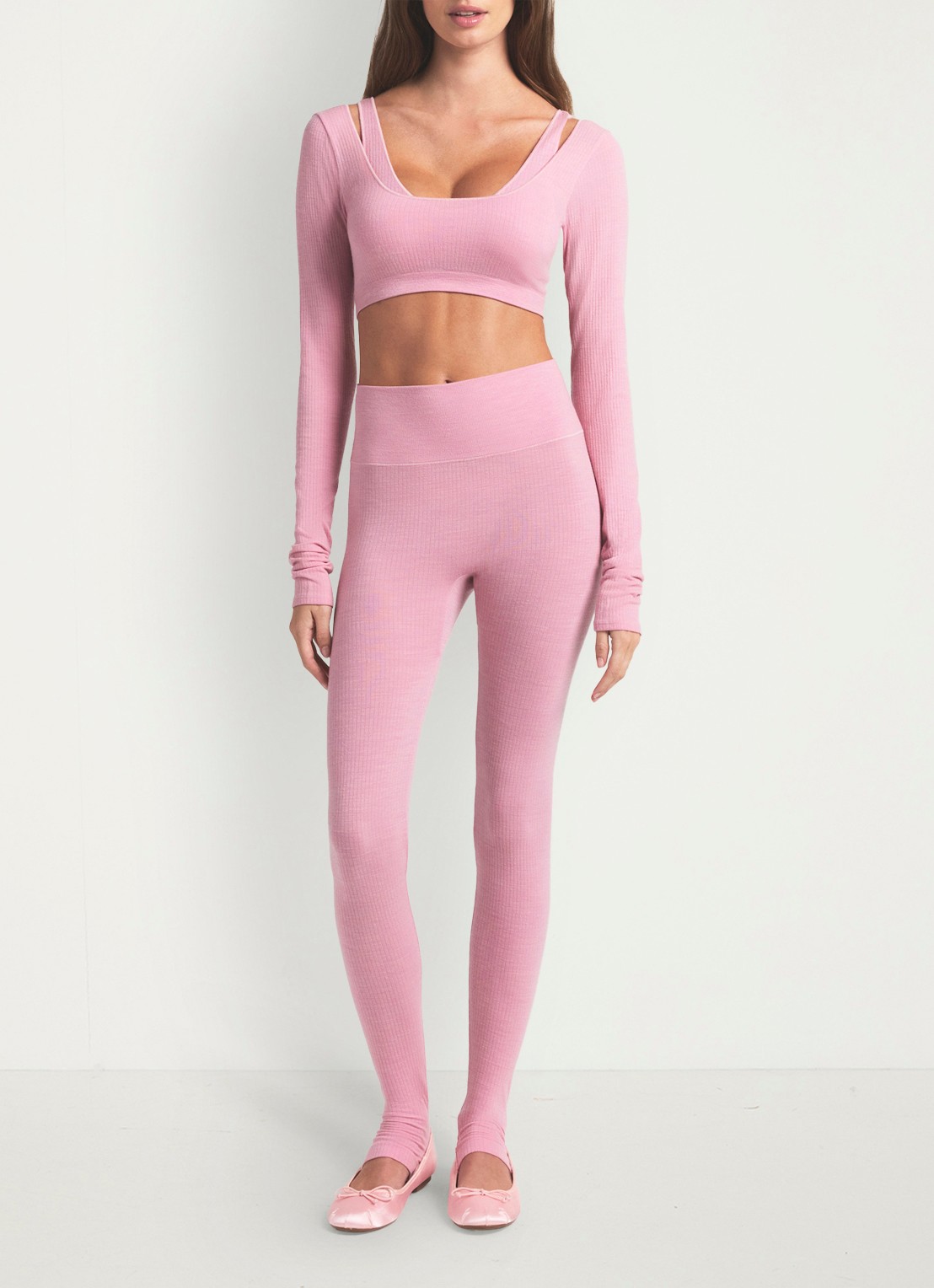 SKIMS Sheer Seamless high waist legging in wolblend - voorkant 6 halite