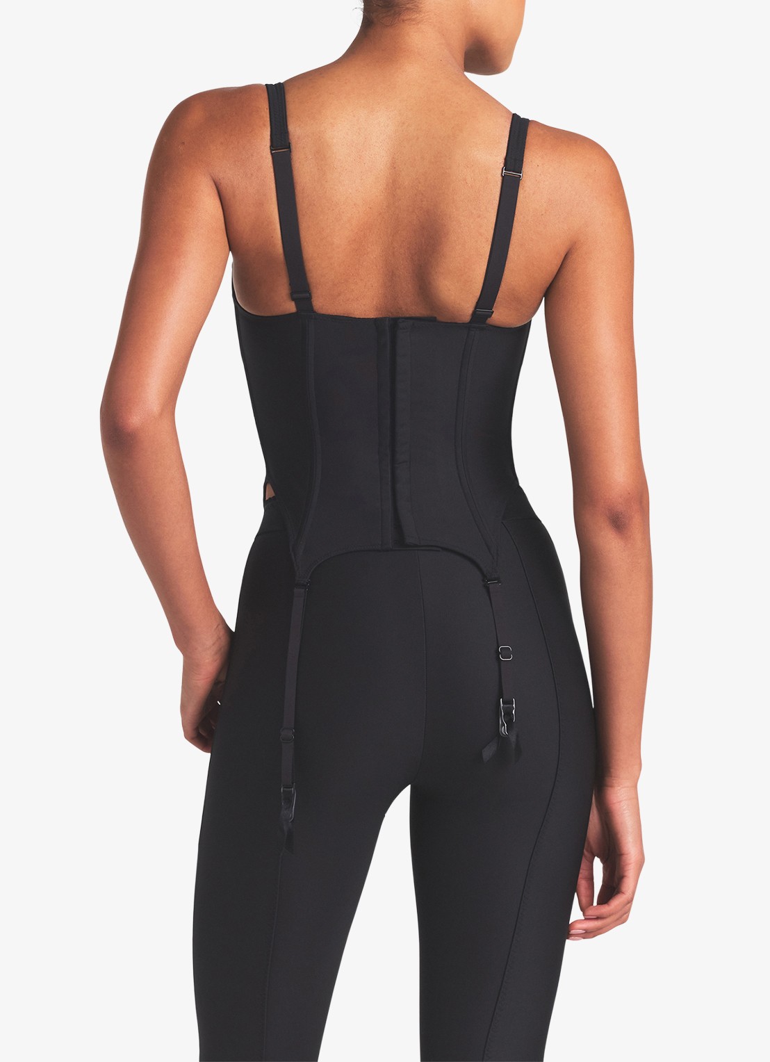 SKIMS Skims Body Corsettop met beugelondersteuning en afneembare jarretels - achterkant zwart