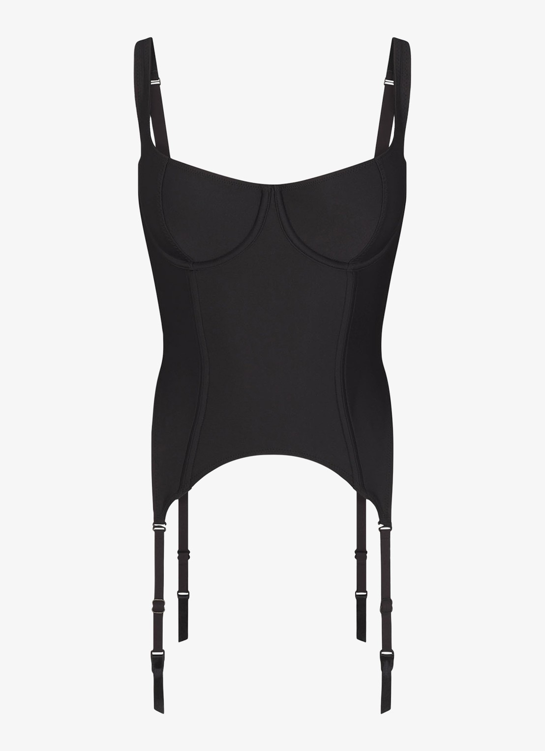 SKIMS Skims Body Corsettop met beugelondersteuning en afneembare jarretels - voorkant 2 zwart