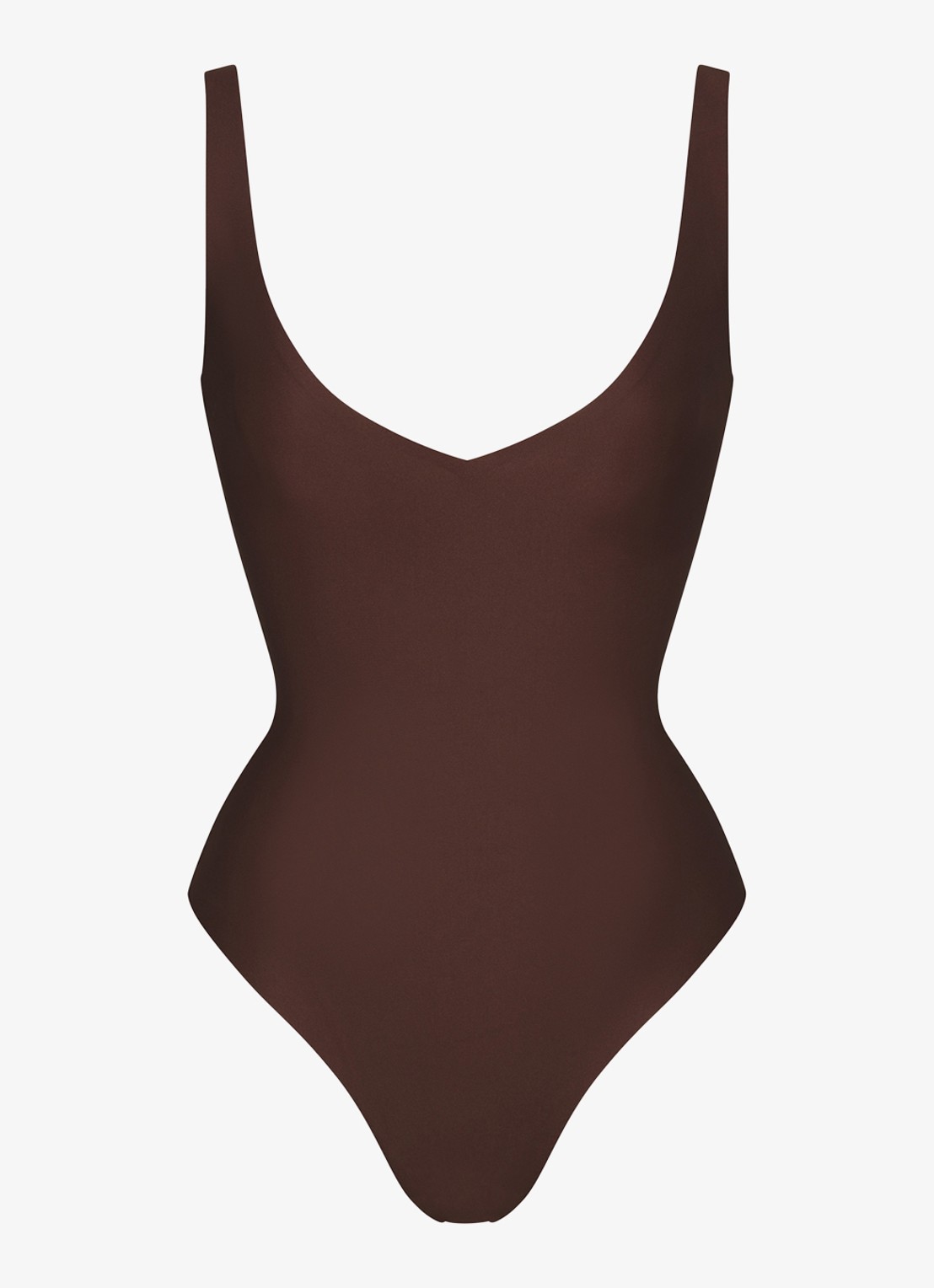 SKIMS Skims Body plunge stringbody - voorkant 2 chocoladebruin