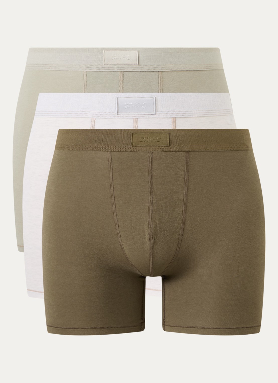 SKIMS Skims Cotton 3" boxershorts in 3-pack - voorkant 2 legergroen