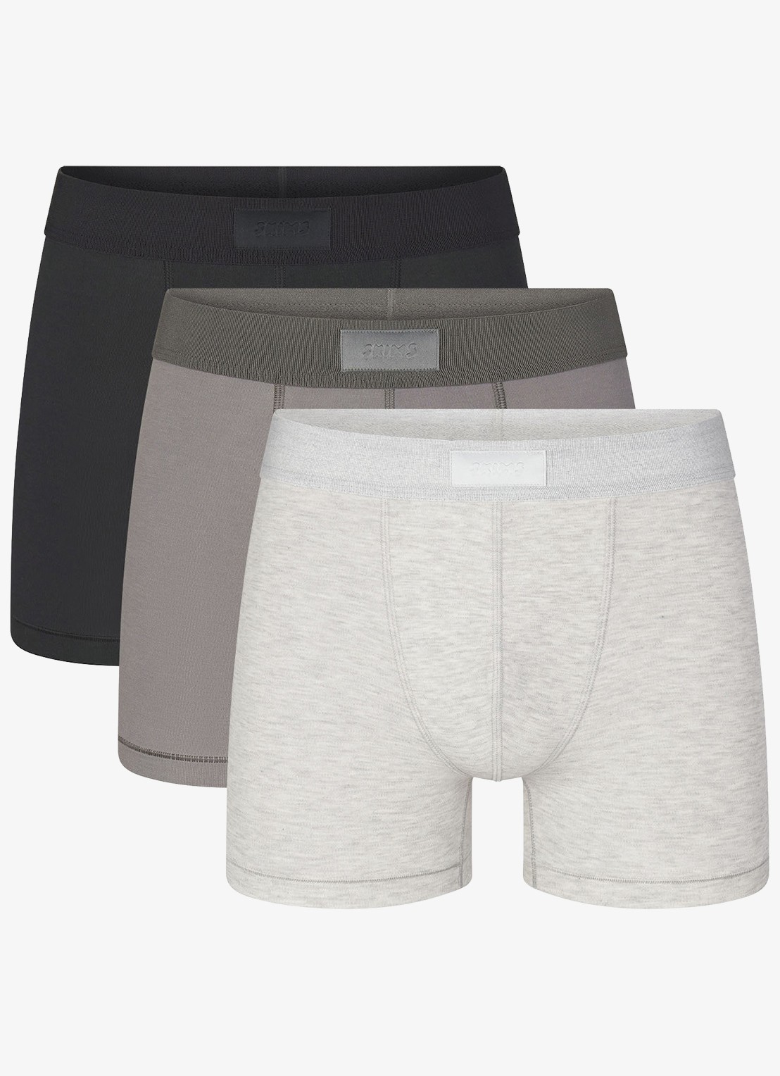SKIMS Skims Cotton 3" boxershorts in 3-pack - voorkant grijsmele