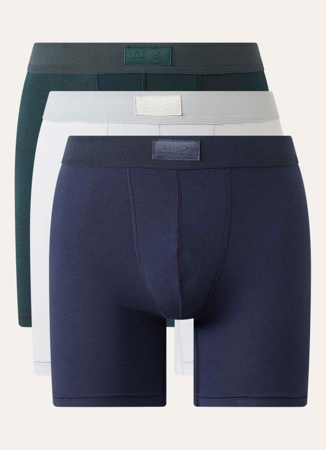 SKIMS Skims Cotton 5" boxershorts in 3-pack - voorkant 2 donkerblauw