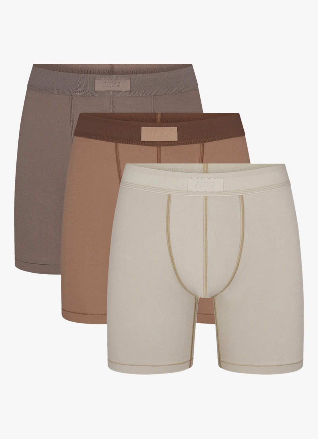 SKIMS Skims Cotton 5" boxershorts in 3-pack - voorkant 6 bruin