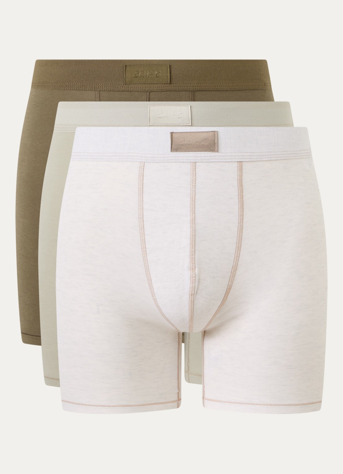 SKIMS Skims Cotton 5" boxershorts in 3-pack - voorkant 2 legergroen