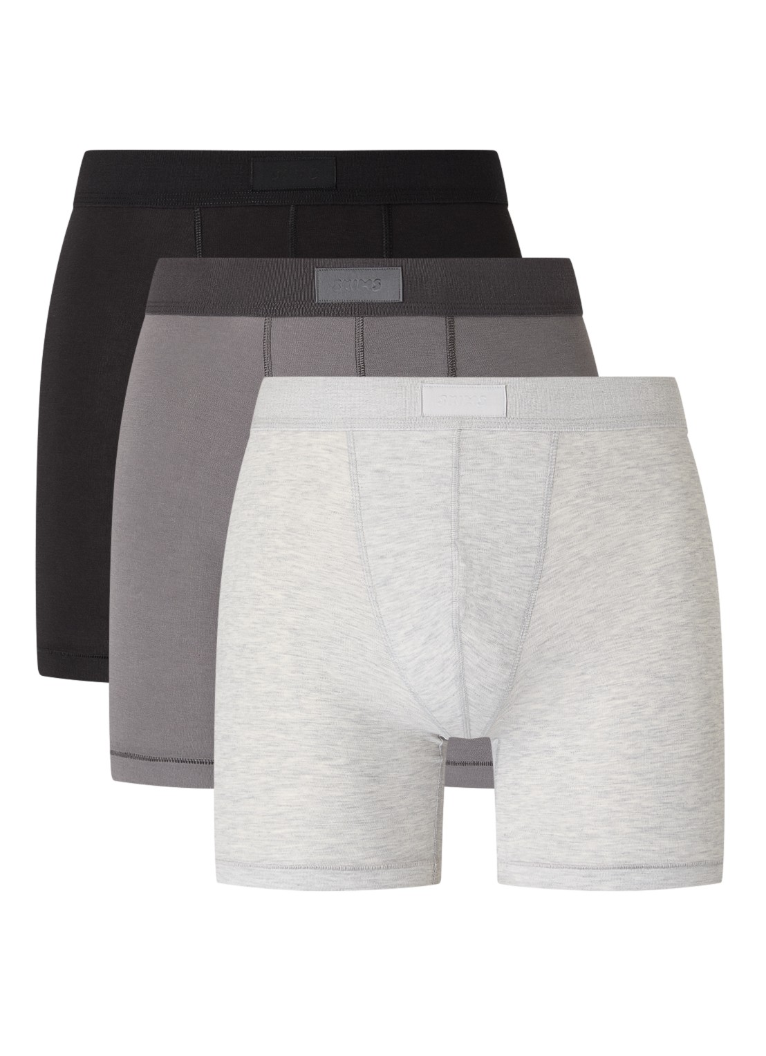 SKIMS Skims Cotton 5" boxershorts in 3-pack - voorkant grijsmele