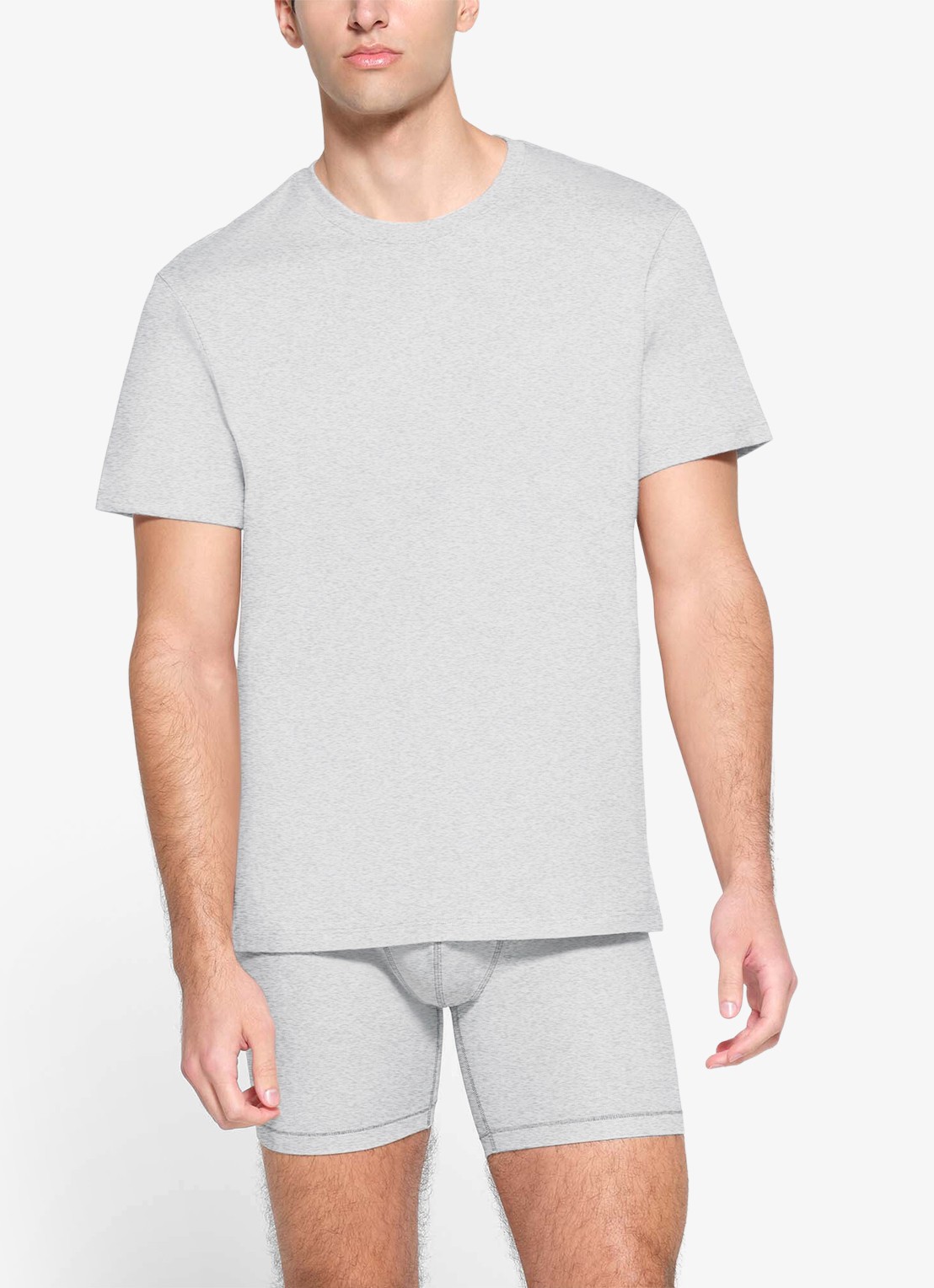 SKIMS Skims Cotton T-shirt met ronde hals - detail 3 grijsmele