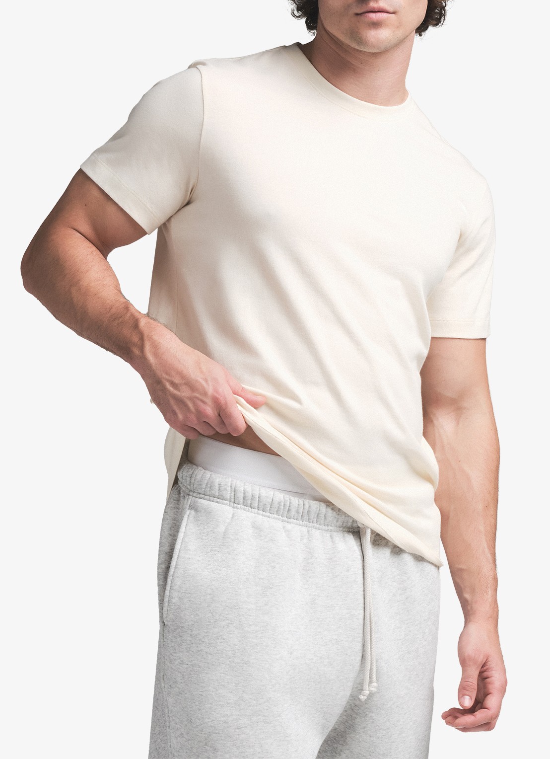 SKIMS Skims Cotton T-shirt met ronde hals - detail 4 zand