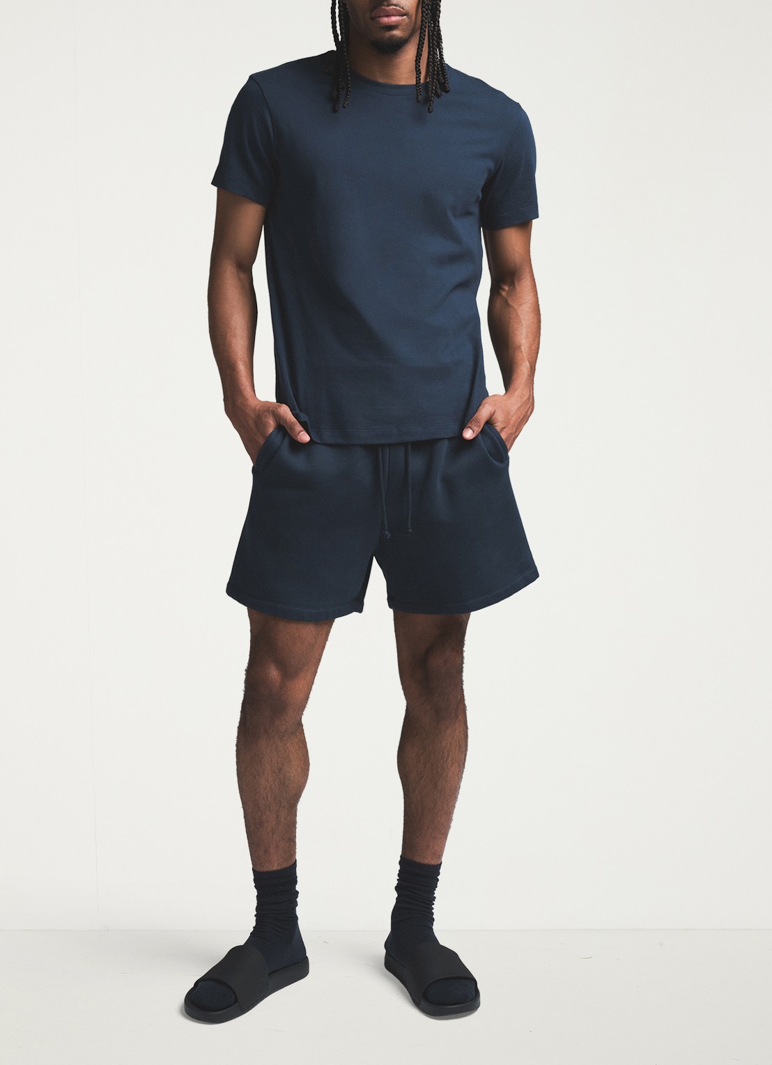 SKIMS Skims Cotton T-shirt met ronde hals - voorkant 3 donkerblauw