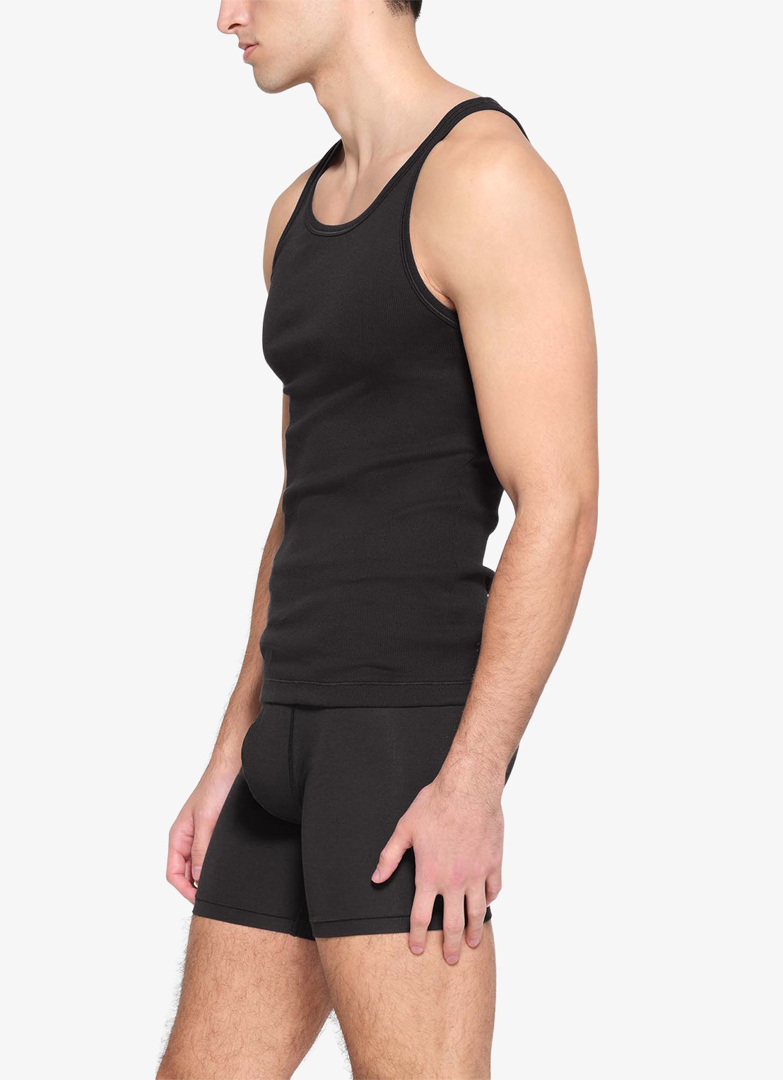 SKIMS Skims Cotton tanktop met ribstructuur in 3-pack - detail 4 onyx