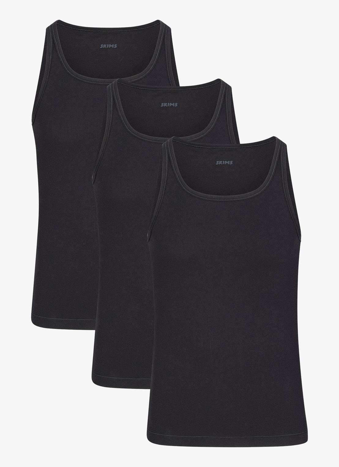 SKIMS Skims Cotton tanktop met ribstructuur in 3-pack - voorkant 2 onyx