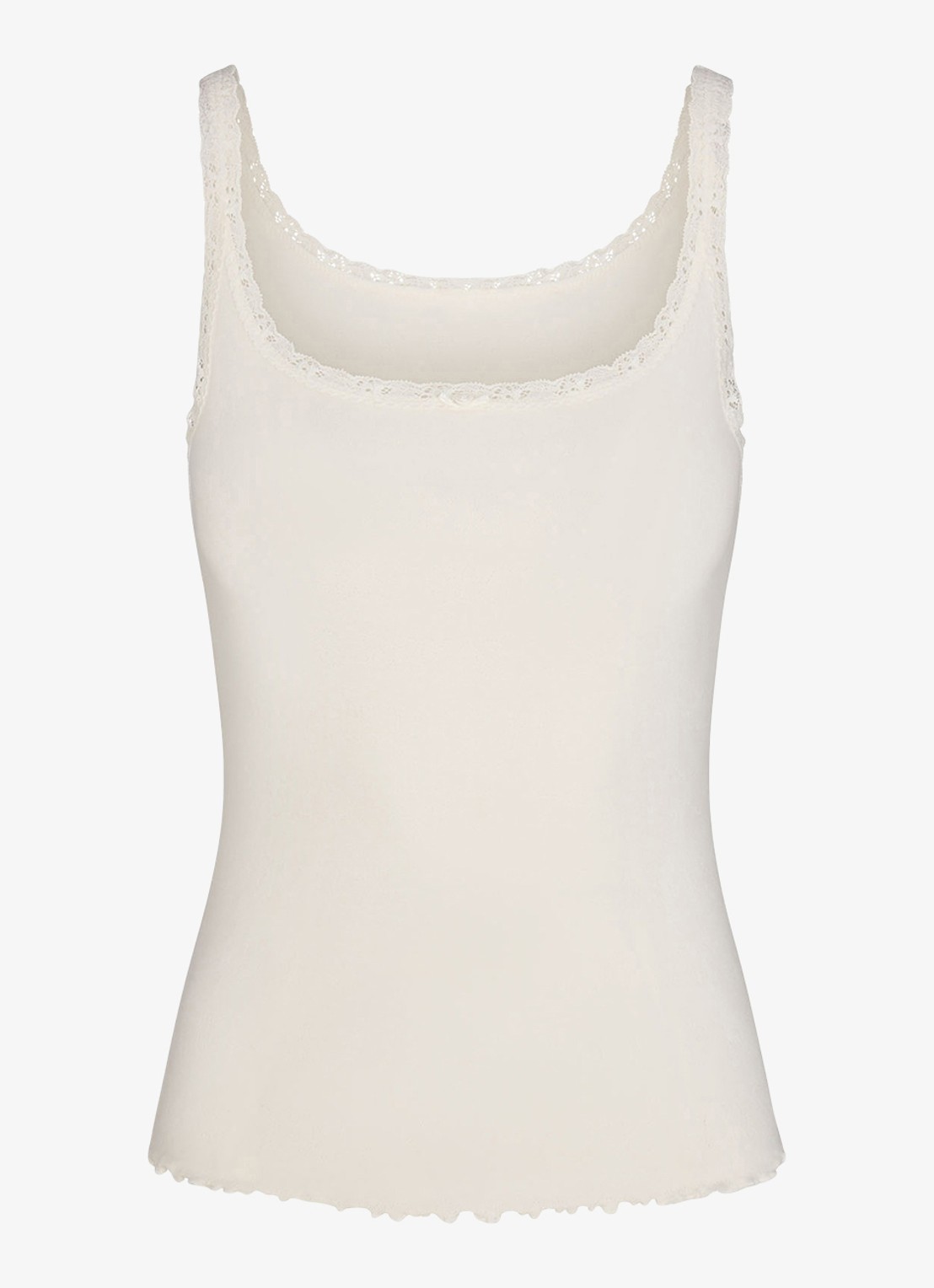 SKIMS Skims Pointelle tanktop met kant - voorkant ivoor