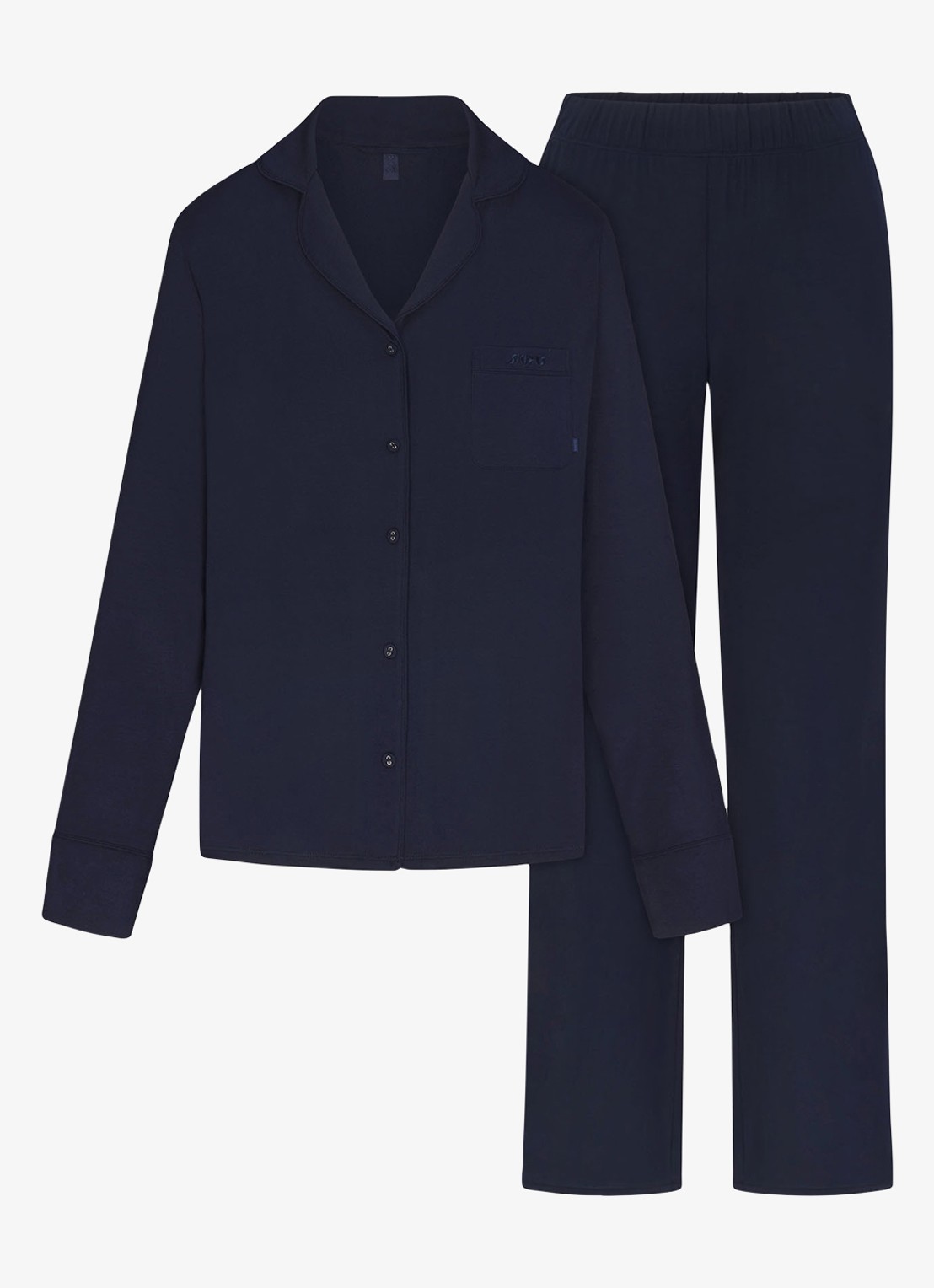 SKIMS Skims Sleep pyjamaset met logoborduring  - voorkant 4 donkerblauw
