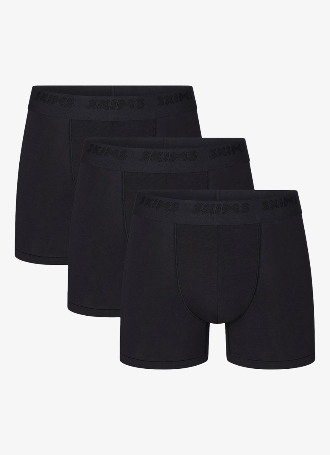 SKIMS Skims Stretch 3" boxershorts met logoband in 3-pack - voorkant 3 zwart