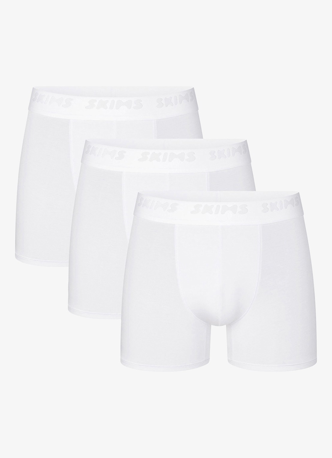 SKIMS Skims Stretch 3" boxershorts met logoband in 3-pack - voorkant 4 chalk