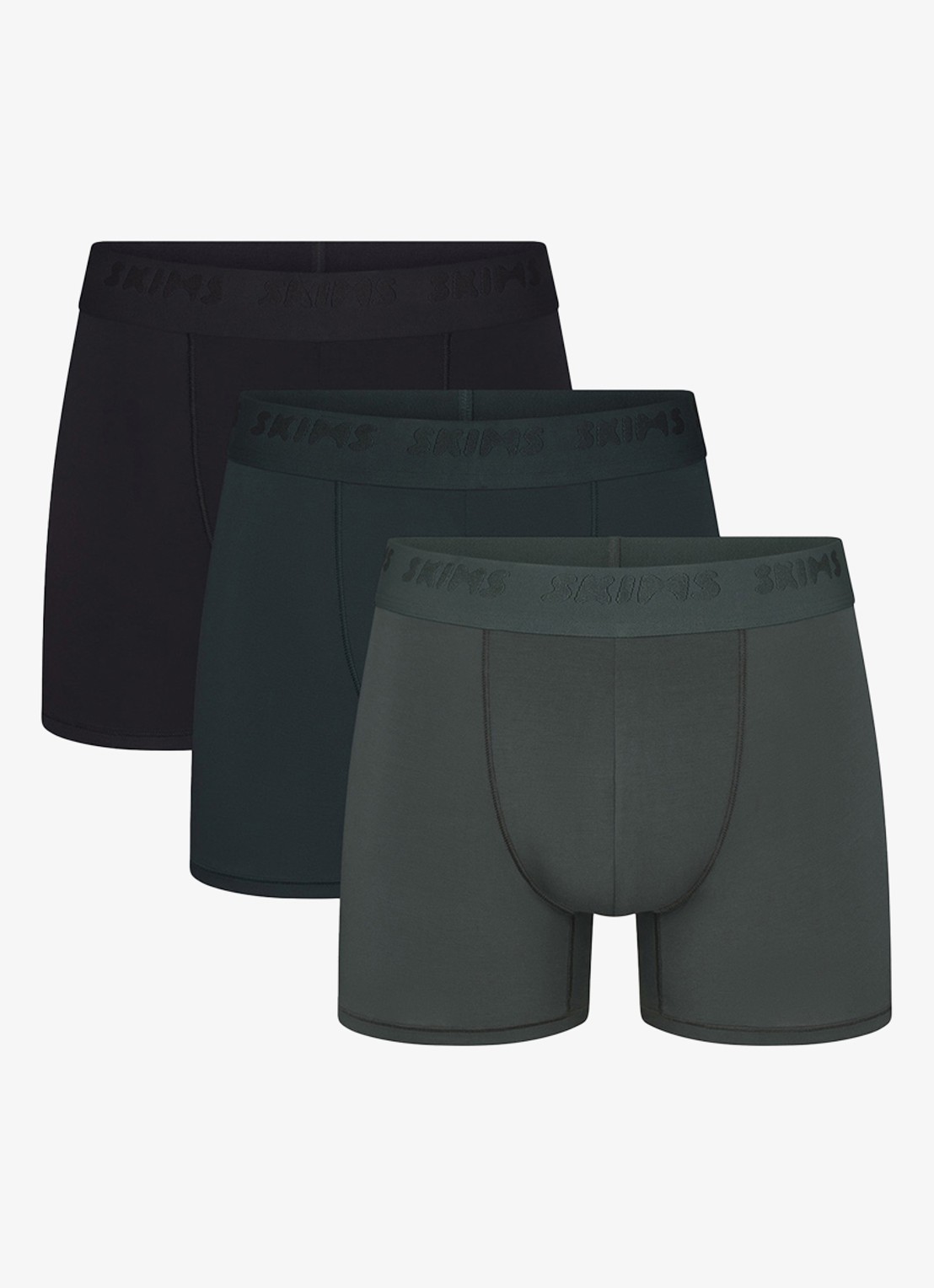 SKIMS Skims Stretch 3" boxershorts met logoband in 3-pack - voorkant 4 groen