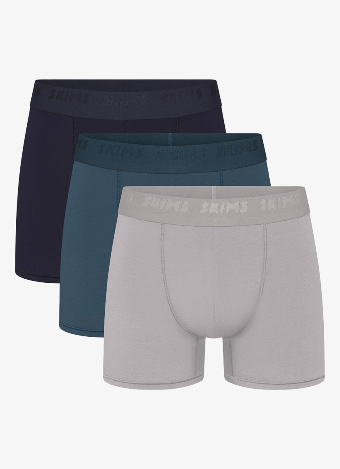 SKIMS Skims Stretch 3" boxershorts met logoband in 3-pack - voorkant 2 indigo