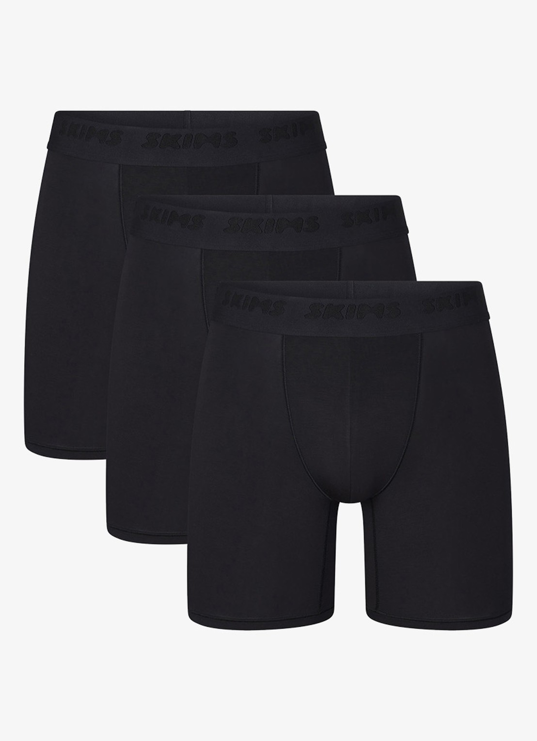 SKIMS Skims Stretch 5" boxershorts met logoband in 3-pack - voorkant 6 obsidian