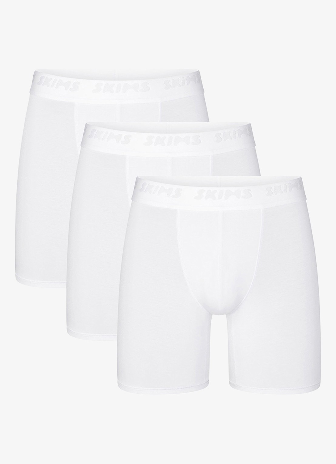 SKIMS Skims Stretch 5" boxershorts met logoband in 3-pack - voorkant 4 wit