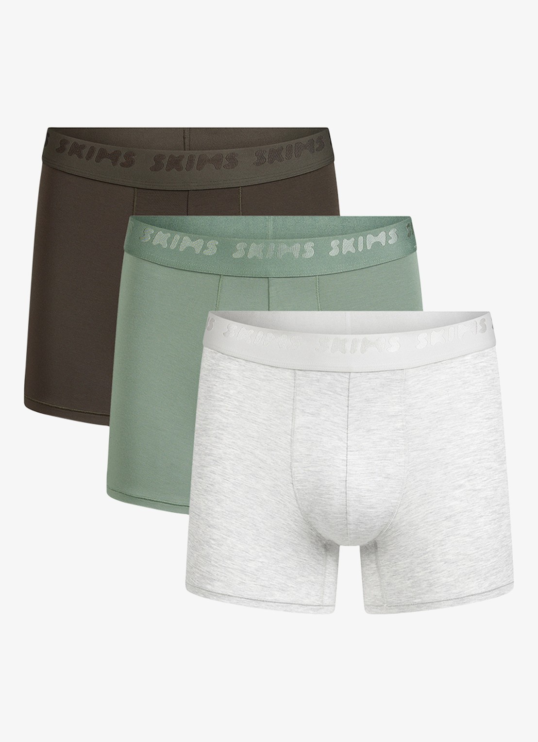 SKIMS Skims Stretch 5" boxershorts met logoband in 3-pack - voorkant 5 laurel multi