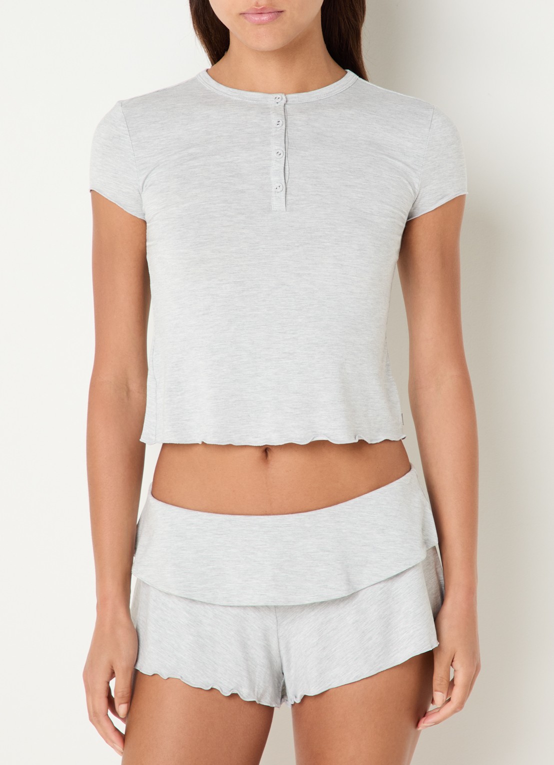 SKIMS Sleep Cami pyjamaset - detail grijsmele