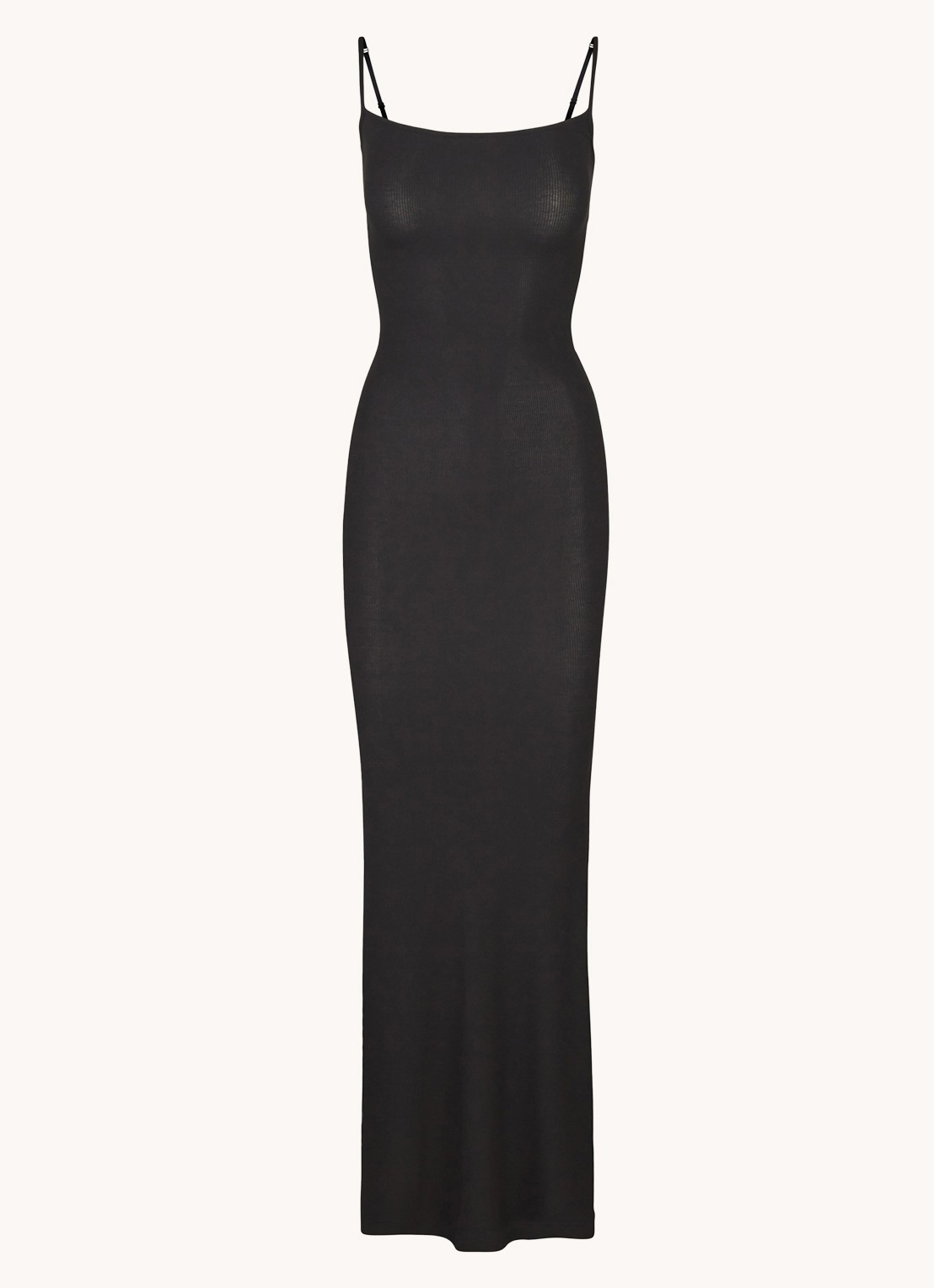 SKIMS Soft Lounge maxi jurk met ribstructuur - voorkant 3 zwart