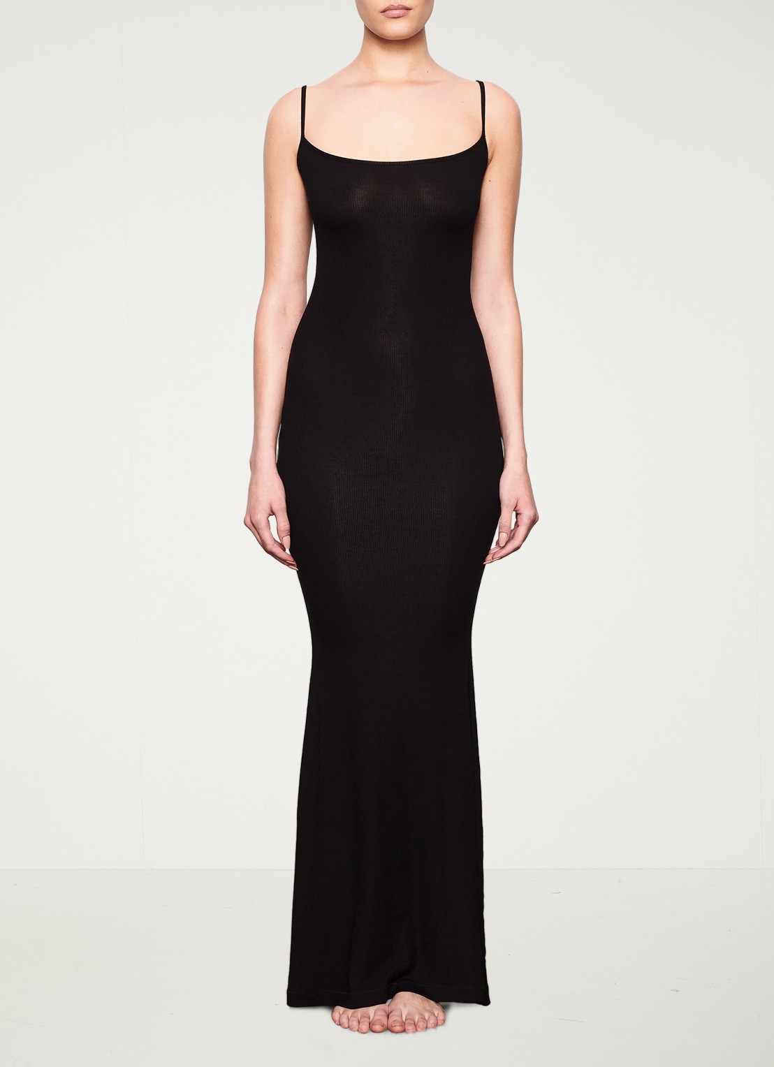 SKIMS Soft Lounge maxi jurk met ribstructuur - detail zwart