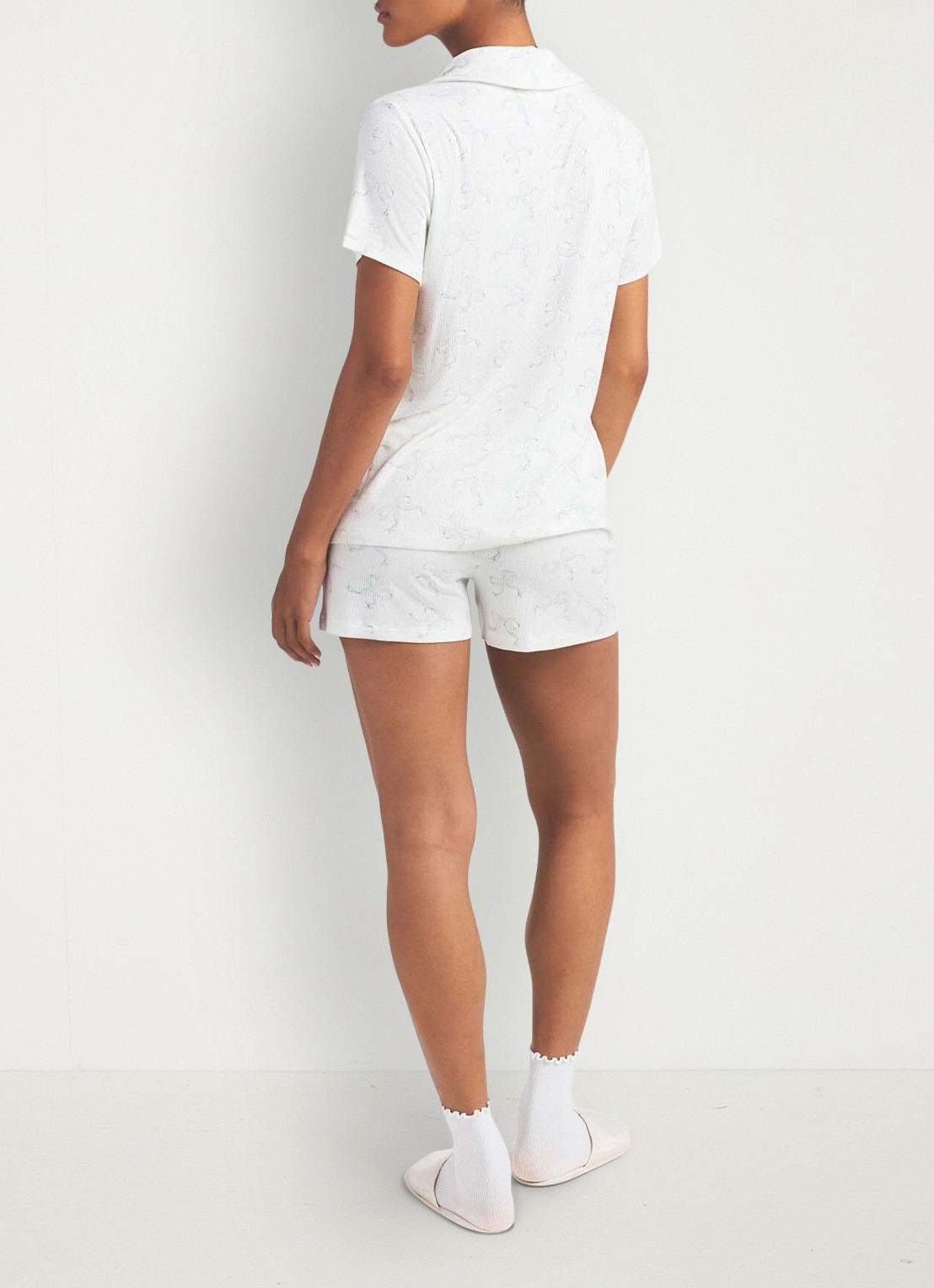SKIMS Soft Lounge pyjamaset met ribstructuur - achterkant 7 ivoor