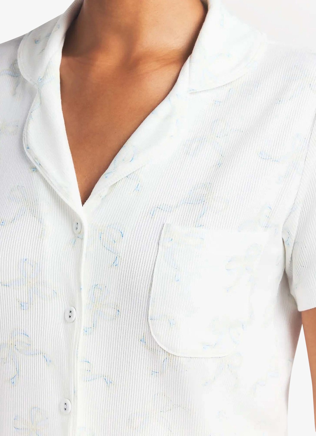 SKIMS Soft Lounge pyjamaset met ribstructuur - detail 4 ivoor