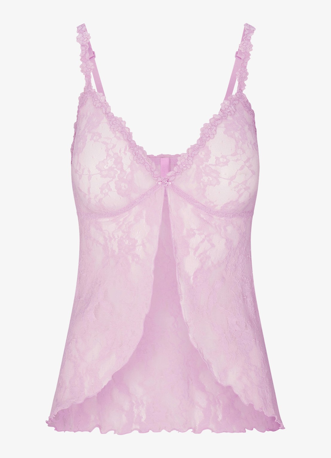 SKIMS Stretch Lace Babydoll top - voorkant baby pink