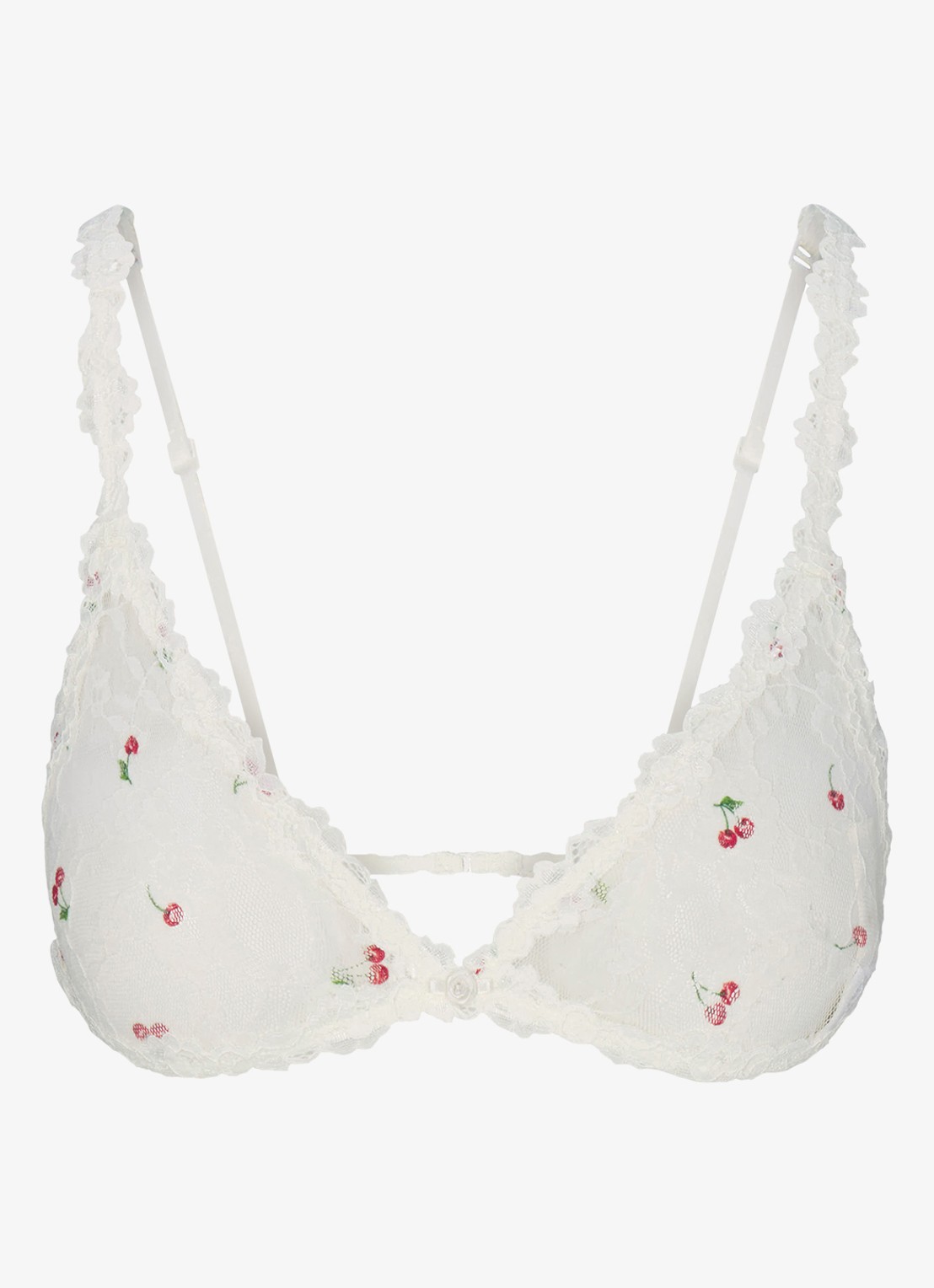 SKIMS Stretch Lace bralette van kant - voorkant ivory cherry