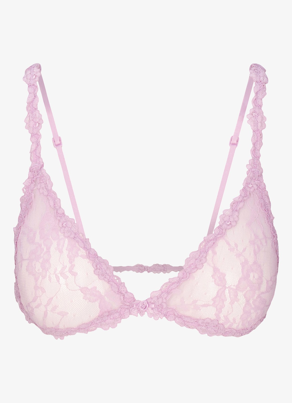 SKIMS Stretch Lace bralette van kant - voorkant 2 baby pink