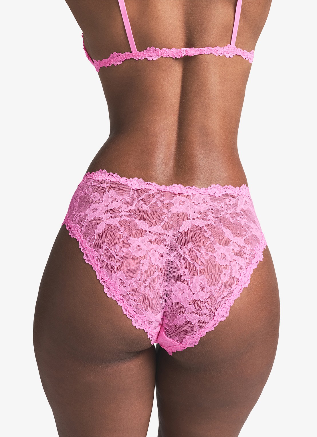 SKIMS Stretch Lace slip van kant - achterkant 4 sugar pink