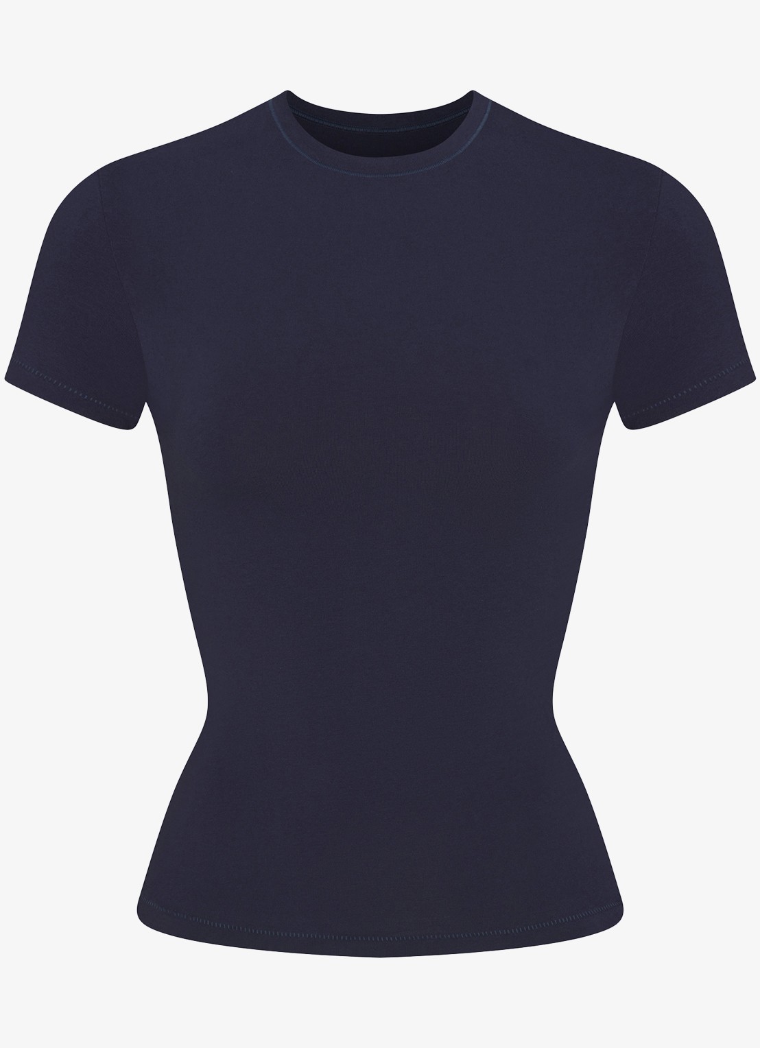 SKIMS T-shirt van jersey met ribstructuur - voorkant 2 donkerblauw
